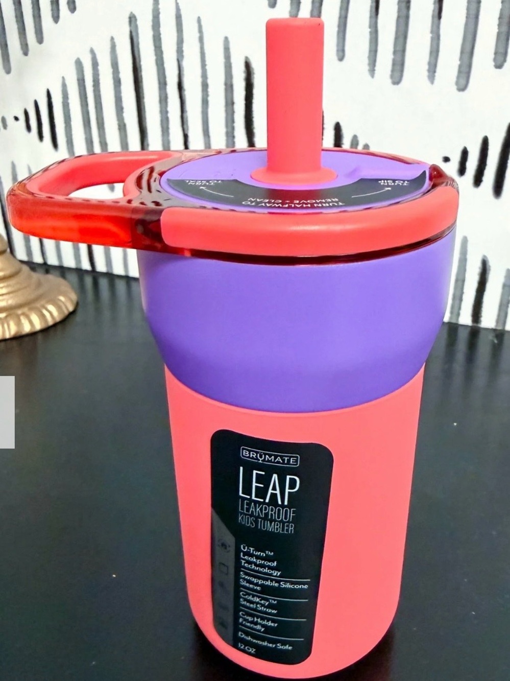 BRÜMATE LEAP Kids Leakproof Tumbler - Coral and Purple